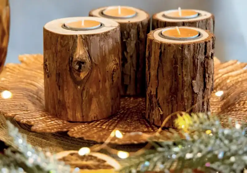 Bougie mini bûche (lot de 3) — photo