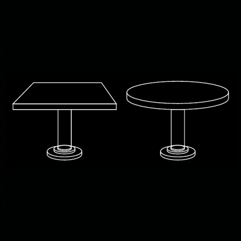 Table basse ronde/carré — dessin technique