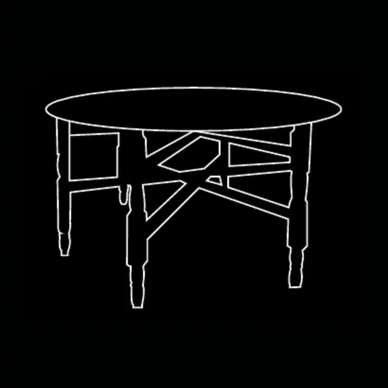 Table marocaine plateau argent — dessin technique