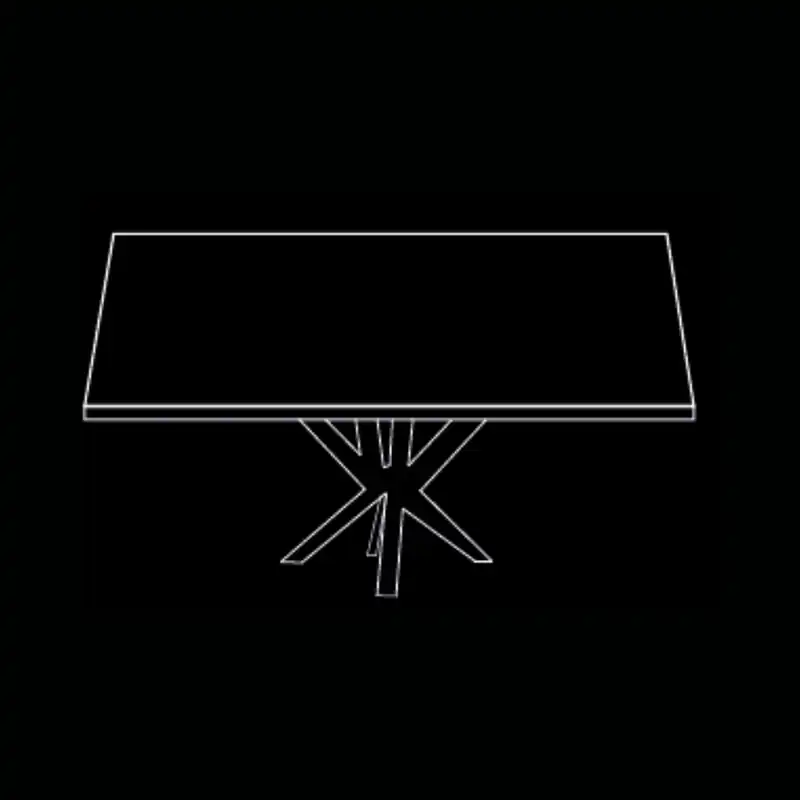 Table rectangulaire en léton dorée — dessin technique